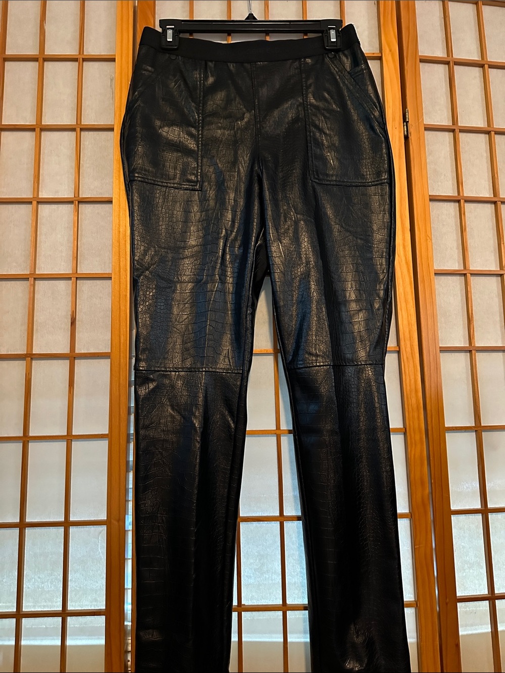 Karl Lagerfeld Paris black faux leather pants.